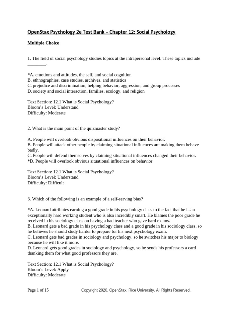 Social Psychology Concepts and Quiz | PDF | Conformity | Social Psychology