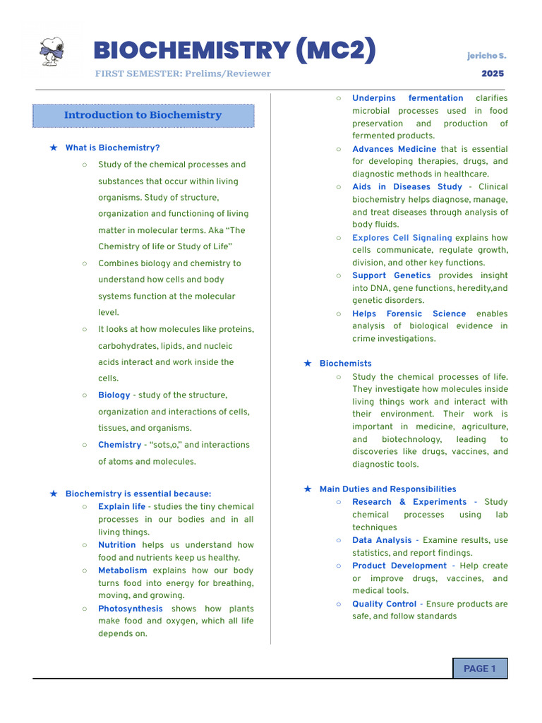 Biochemistry Overview and Key Concepts | PDF | Biochemistry | Chemistry