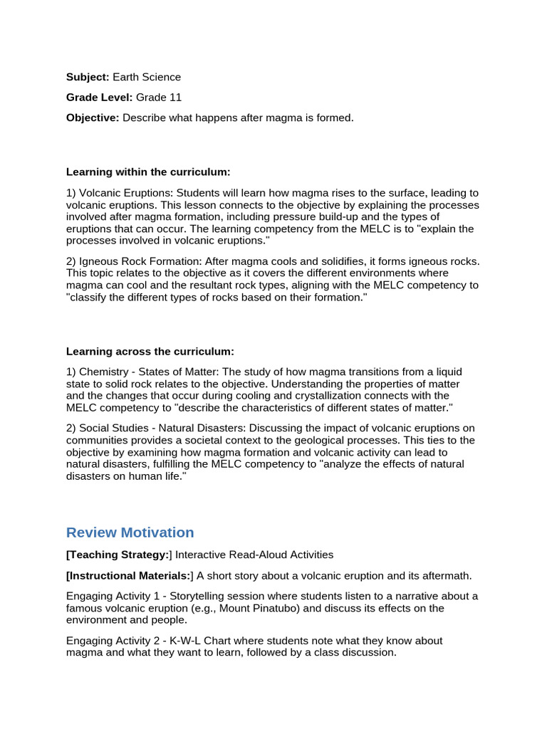 Understanding Magma's Journey: Eruptions & Rocks | PDF | Volcano | Rock ...