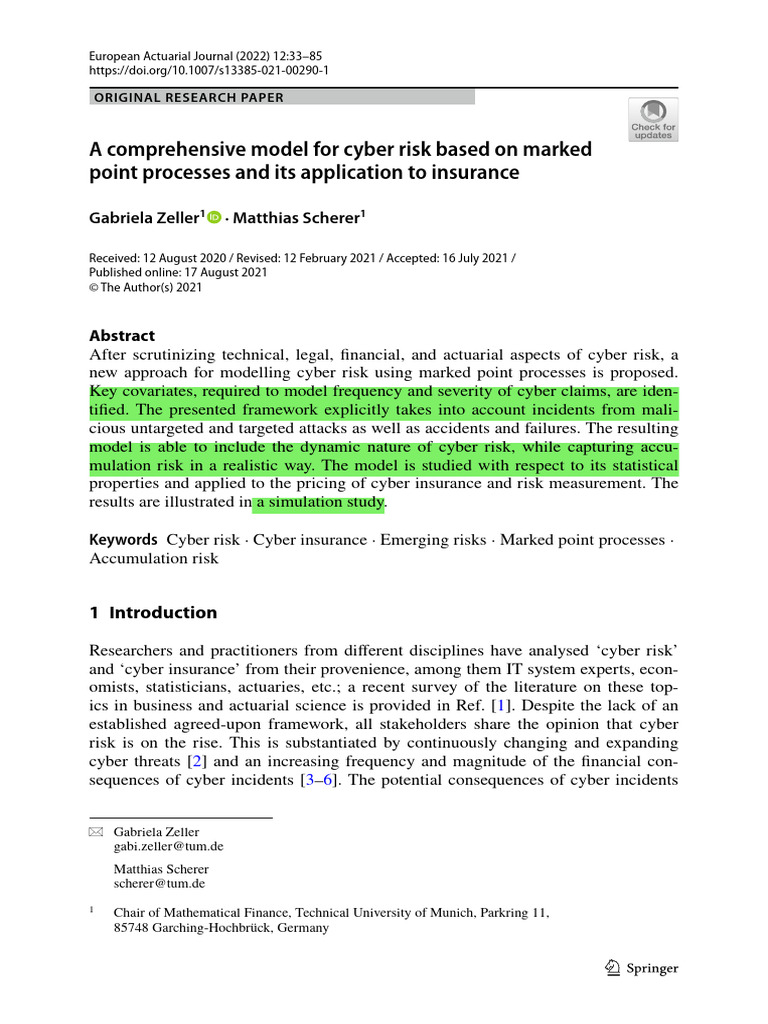 Cyber Risk Modeling for Insurance | PDF | Risk | Insurance