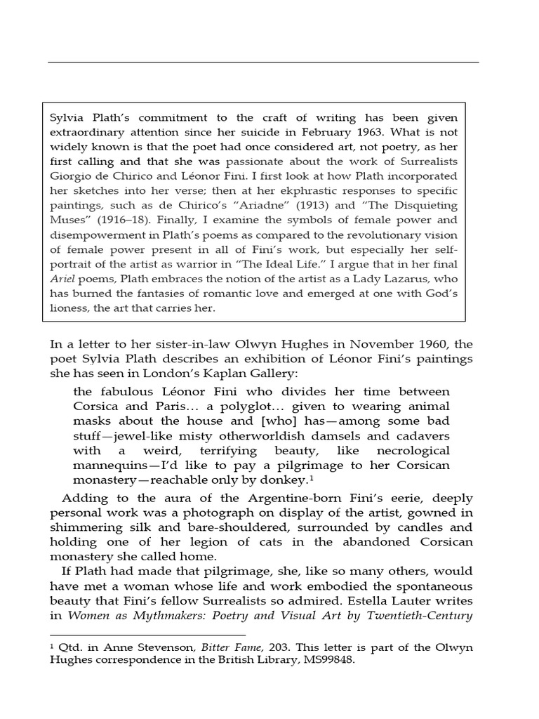 Sylvia Plath's Disquieting Muses | PDF | Sylvia Plath