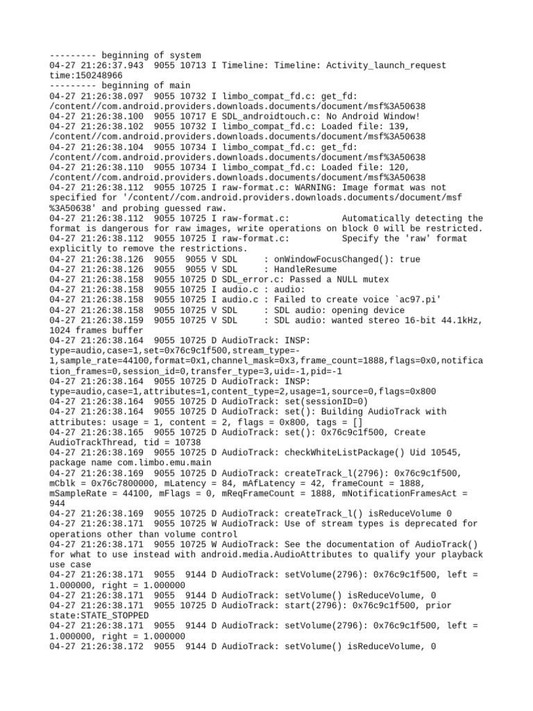 Android Audio Error Log Analysis | PDF | Digital Technology | Software