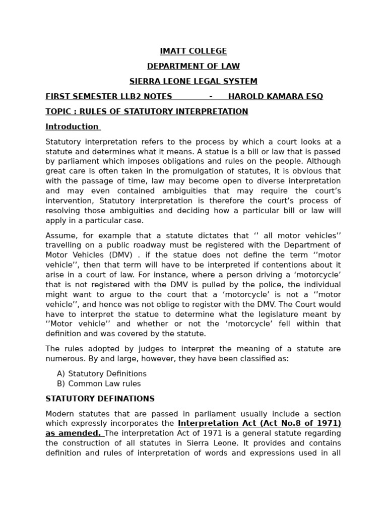 Rules of Statutory Interpretation | PDF | Plain Meaning Rule ...