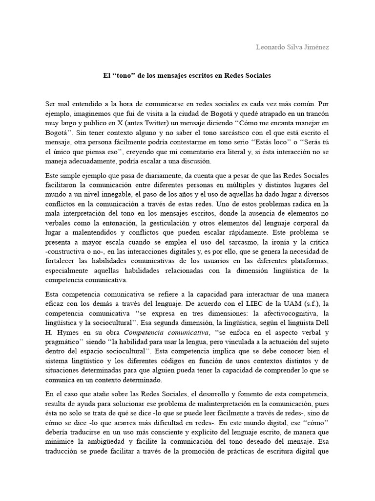 Comunicación RRSS - LSJ | PDF | Comunicación | Lingüística