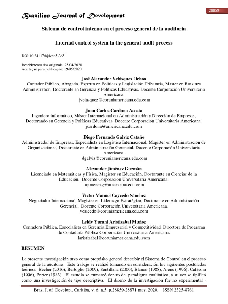 Sistema de Control Interno en El Proceso | PDF | Auditoría | Business