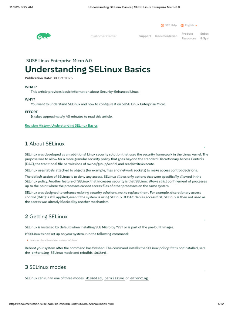 Understanding SELinux Basics - SUSE Linux Enterprise Micro 6.0 | PDF ...