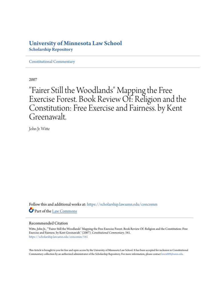 Free Exercise and Fairness Review | PDF | First Amendment To The United ...