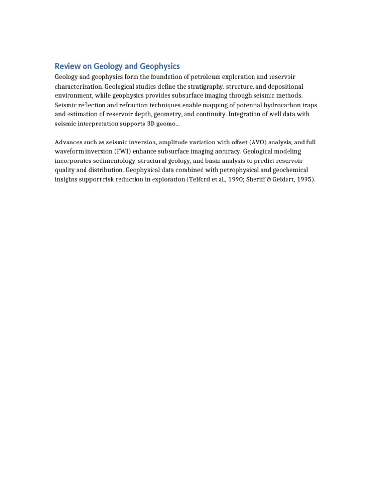 Geology and Geophysics Review | PDF