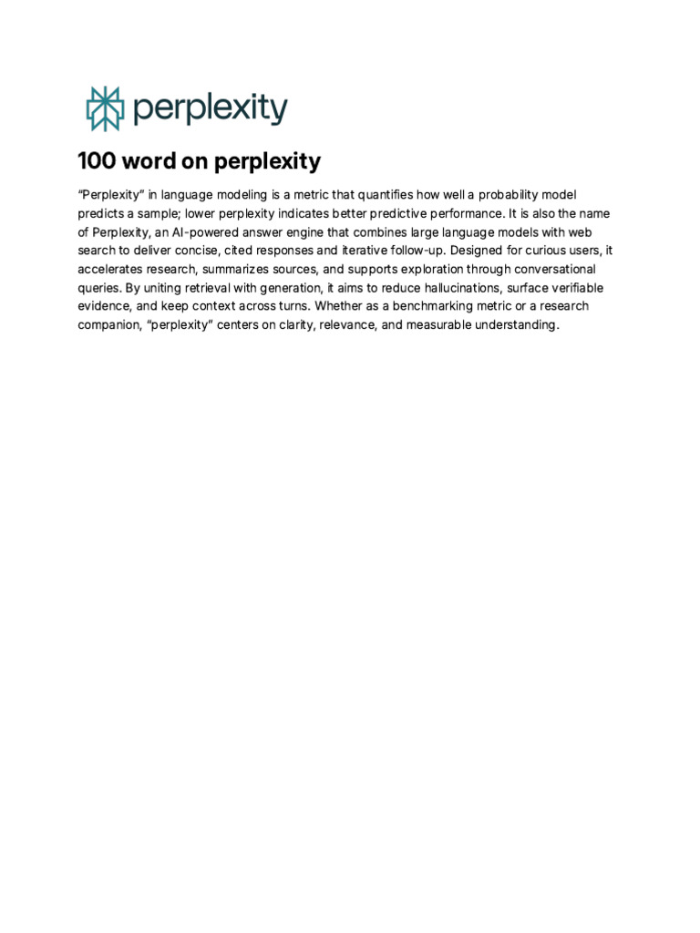 Understanding Perplexity in AI Models | PDF