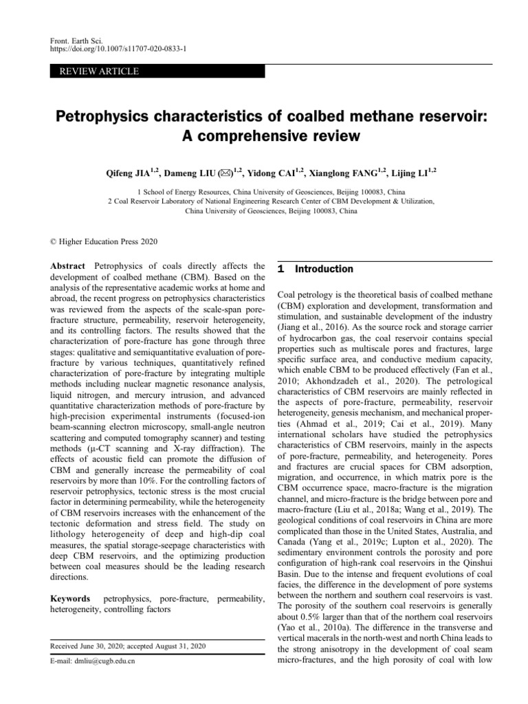 Petrophysics of Coalbed Methane Reservoirs | PDF | Coalbed Methane ...