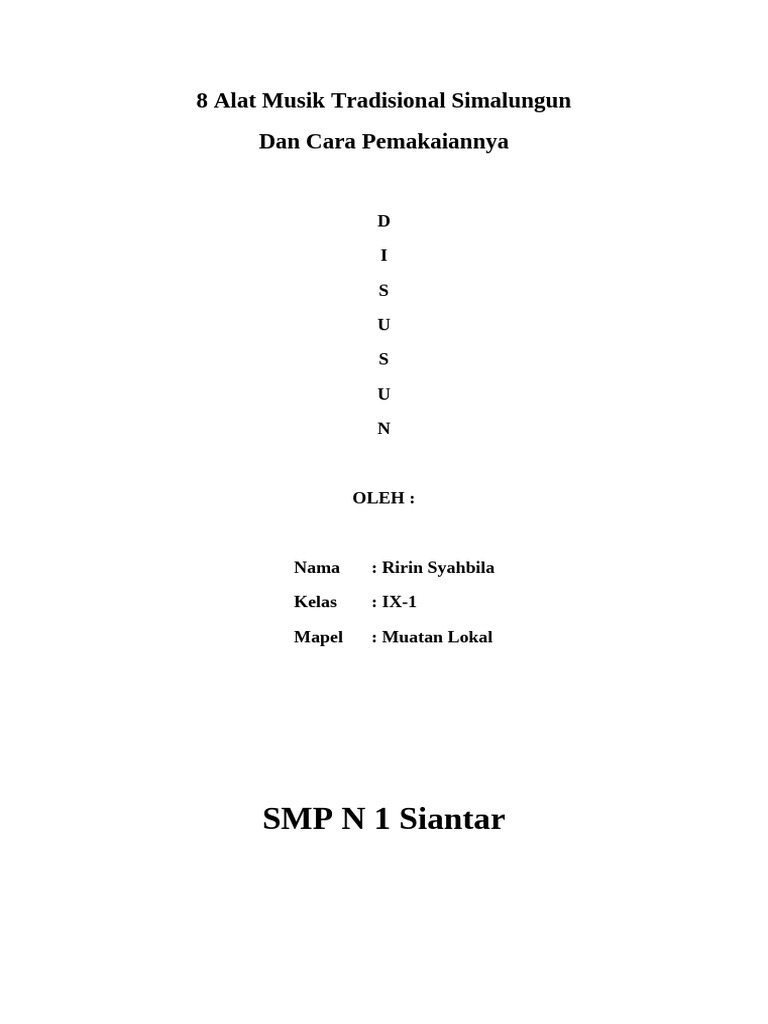 Alat Musik Tradisional Simalungun | PDF