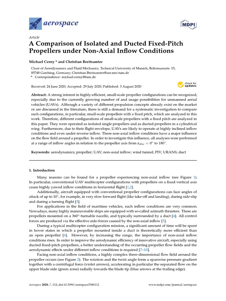 A Comparison of Isolated and Ducted Fixed-Pitch Propellers Under Non ...