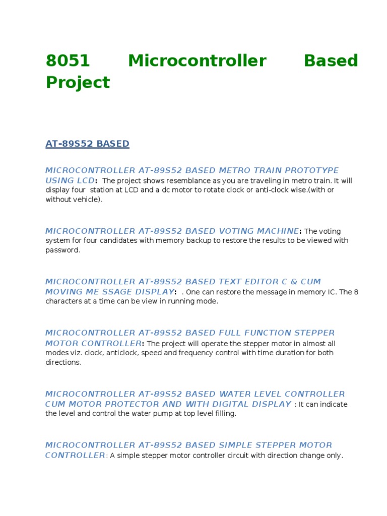 8051 Micro Controller Based Project | PDF
