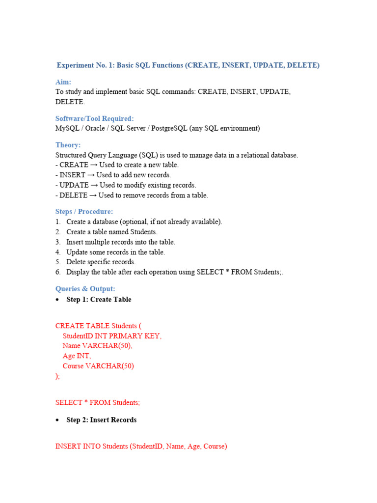 Basic SQL Functions and Queries Guide | PDF | Sql | Databases