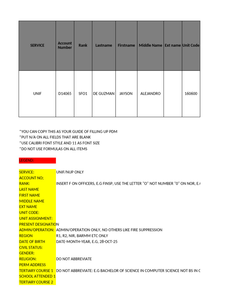PDM Form Filling Instructions | PDF
