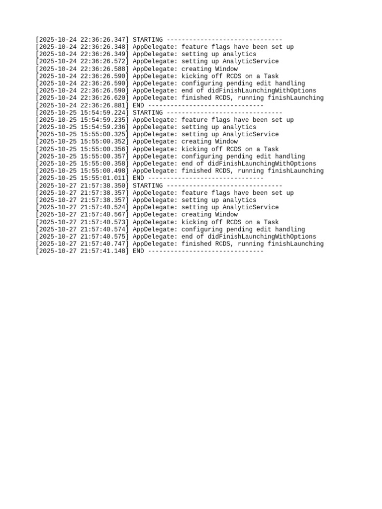 AppDelegate Initialization Logs | PDF