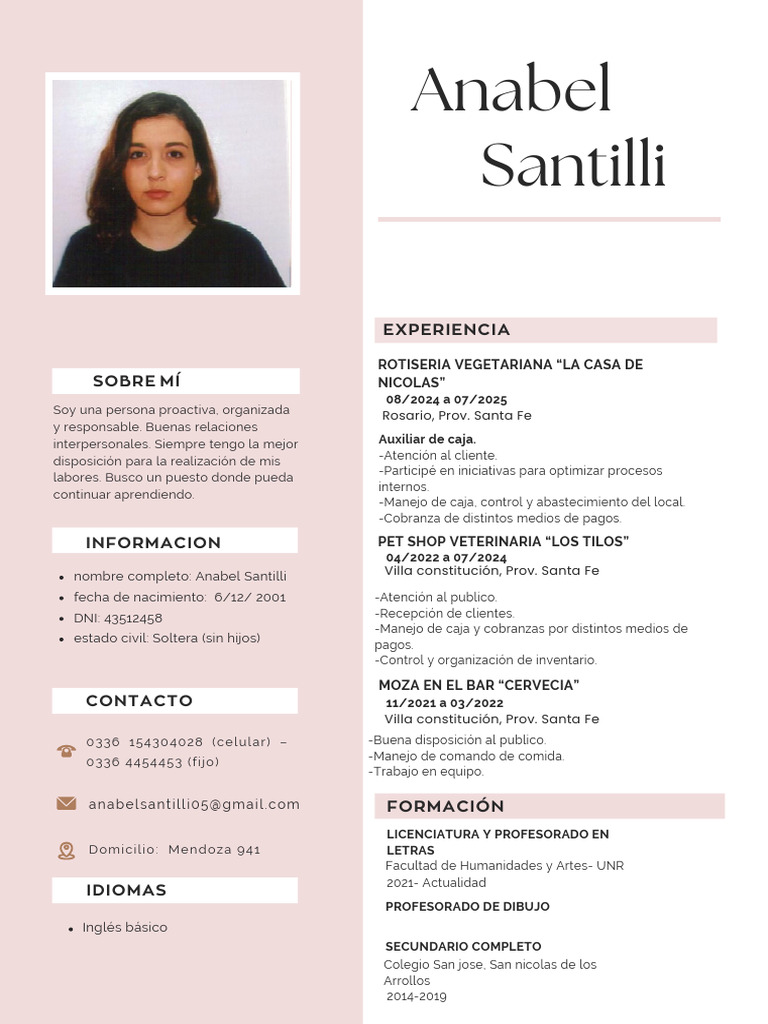 Currículum Vitae de Anabel Santilli | PDF