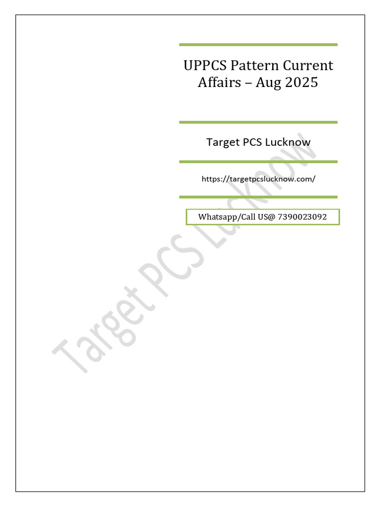UPPCS Pattern Current Affairs - Aug 2025 | PDF | Gujarat | United Arab ...