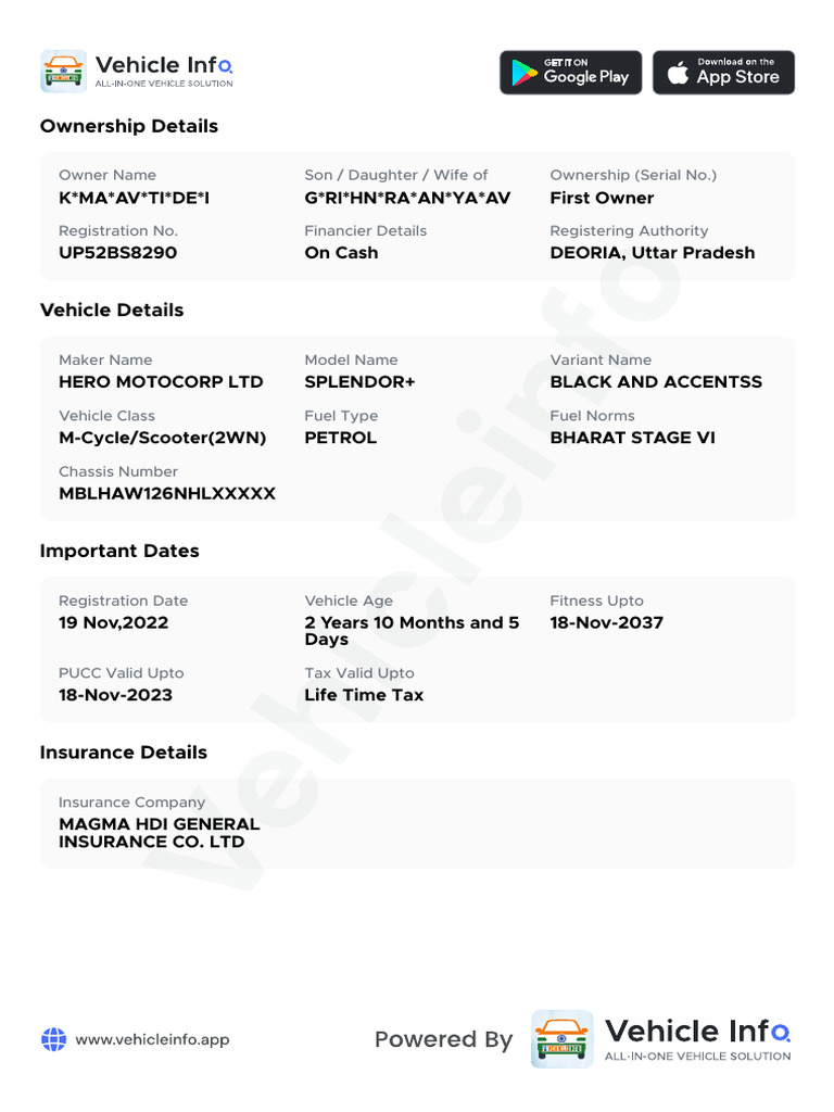 Vehicle Ownership and Details Report | PDF