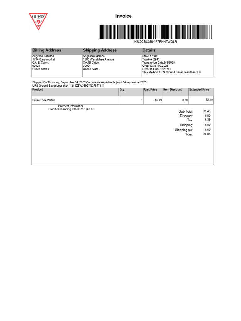 Silver-Tone Watch Purchase Invoice | PDF