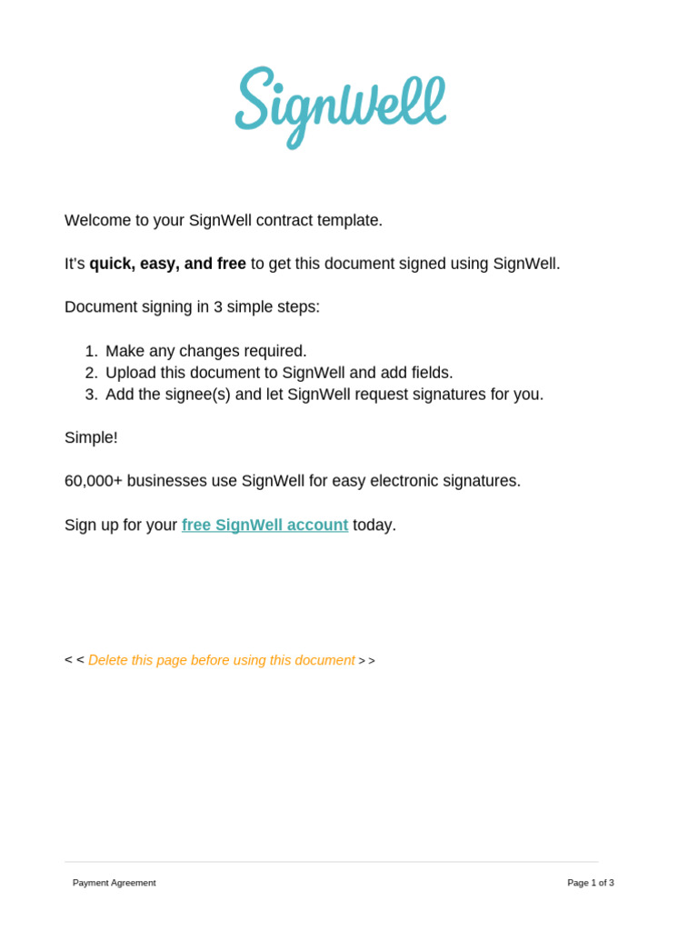 Payment Agreement Template | PDF | Debtor | Civil Law (Legal System)
