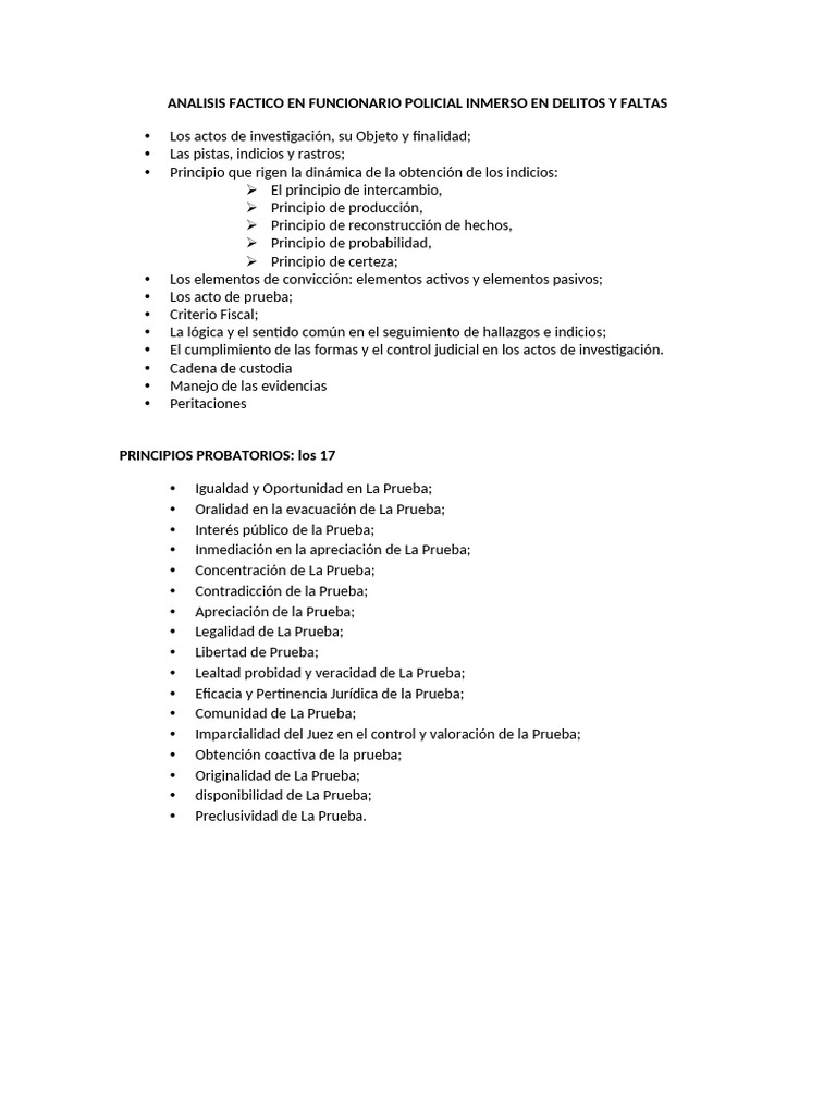 Analisis Factico en Funcionario Policial Inmerso en Delitos y Faltas ...