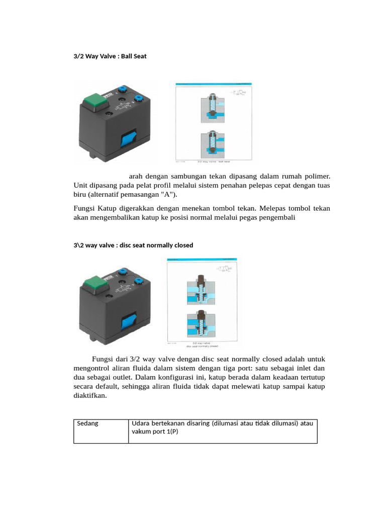 Katup Pneumatik 3/2 dan 5/2 Arah | PDF