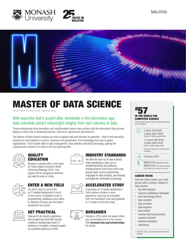 Monash Master of Data Science | PDF | Data Science | Test Of English As ...