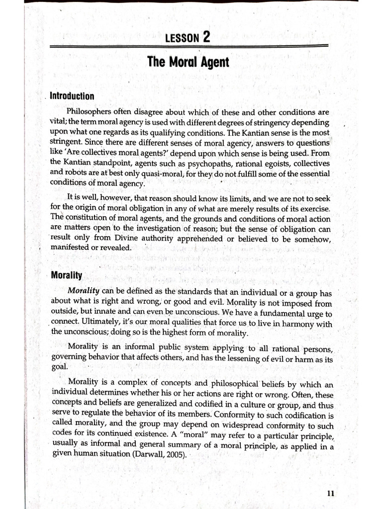 Lesson 2 The Moral Agent | PDF