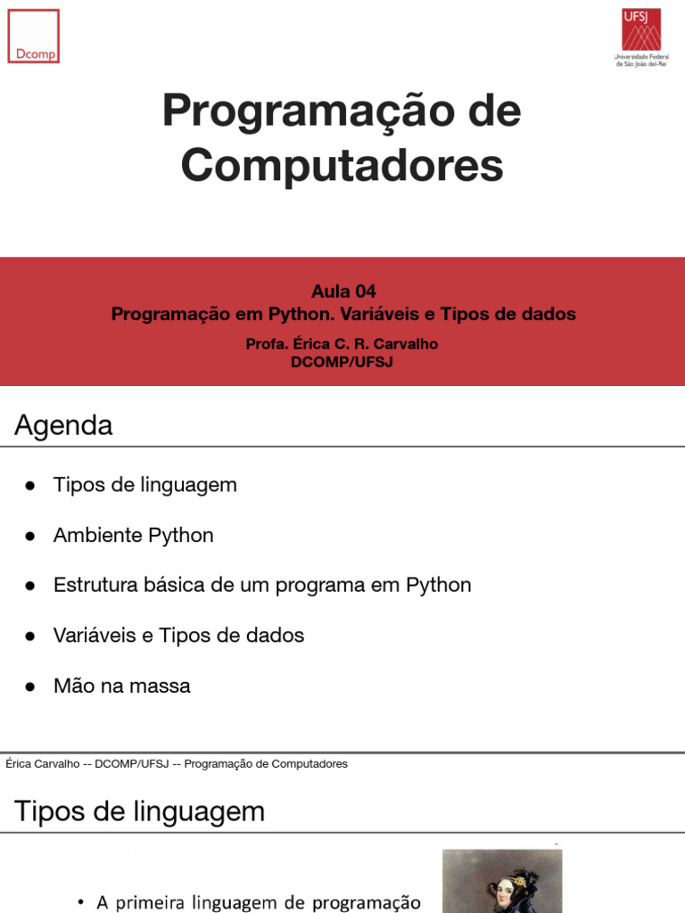 Aula 04 - PC - Variaveis e Tipos de Dados 2025-2 | PDF | Linguagem de ...