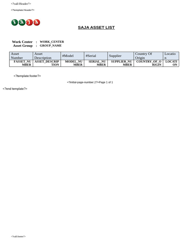 Saja Asset List | PDF
