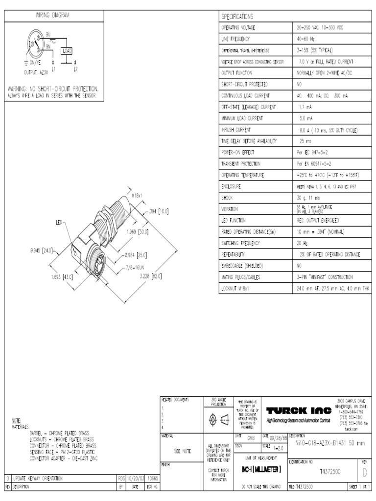 Turck Sensor de Proximidad 3 Pines | PDF