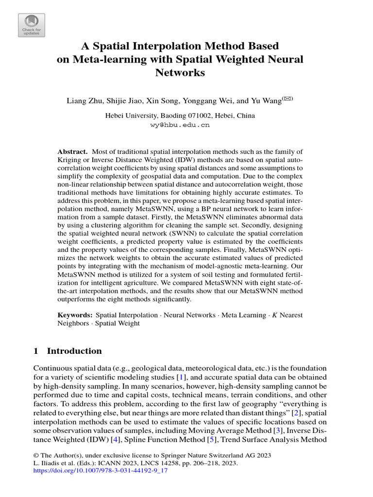 Meta-learning for Spatial Interpolation | PDF | Cluster Analysis ...