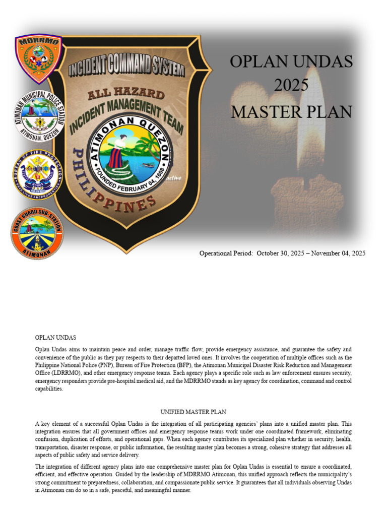 Oplan Undas 2025 Master Plan Overview | PDF | Search And Rescue | Traffic