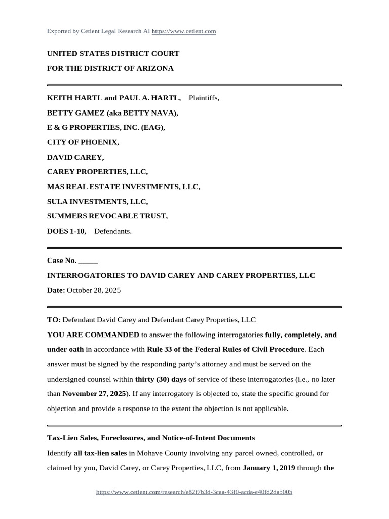 Interrogatories for Carey Properties Case | PDF | Foreclosure | Limited ...