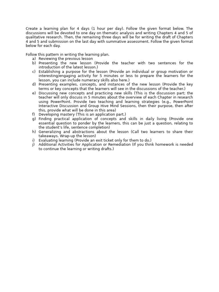 4-Day Learning Plan for Qualitative Research | PDF | Citation | Learning