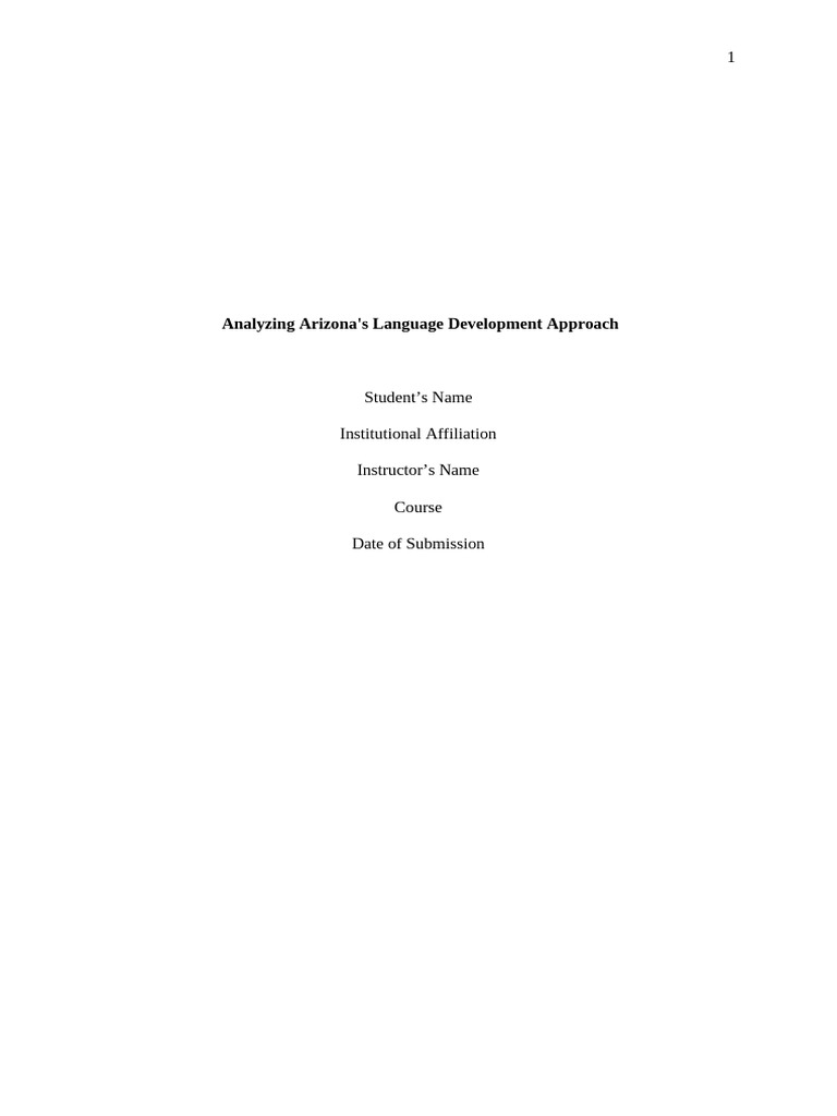 Analyzing Arizona's Language Development Approach | PDF | English As A ...