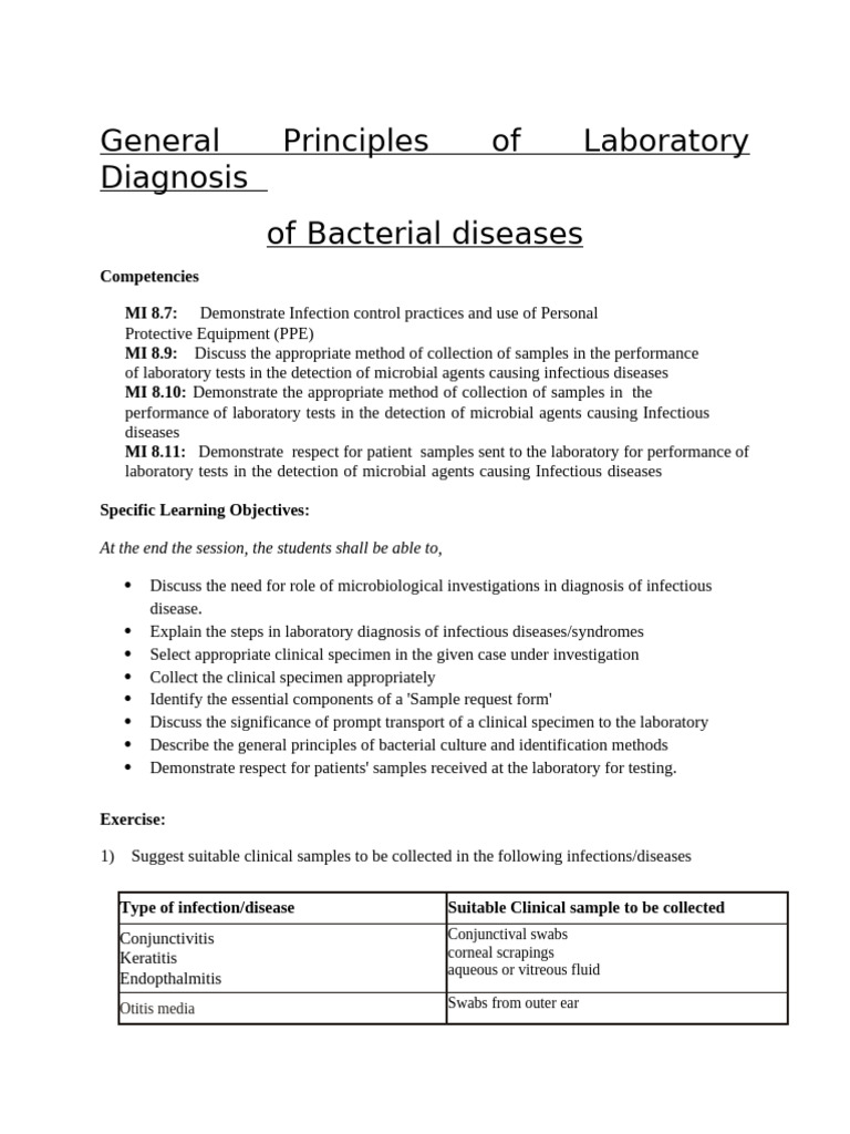 General Principles of Laboratory Diagnosis of Bacterial Diseases | PDF ...