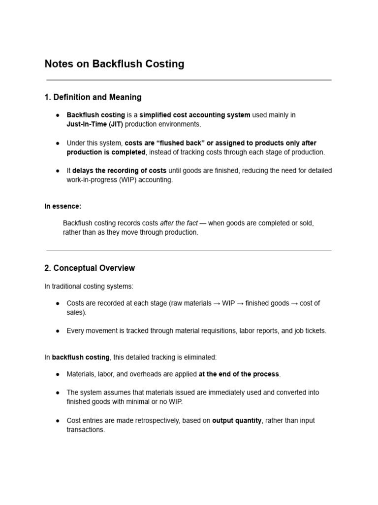 Understanding Backflush Costing | PDF | Lean Manufacturing | Inventory