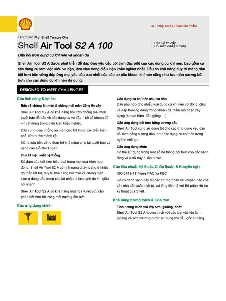Shell Air Tool S2 A 100: Các Tính Năng & L I Ích | PDF