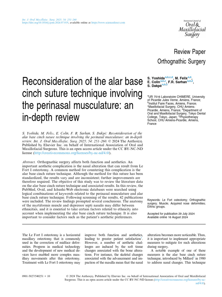 Reconsideration of The Alar Base Cinch Suture, An in Depth Reviewed ...