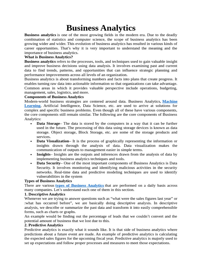 Understanding Business Analytics Essentials | PDF | Analytics | Data ...