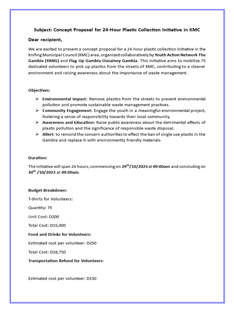 Concept Proposal For 24-Hour Plastic Collection Initiative in KMC | PDF ...