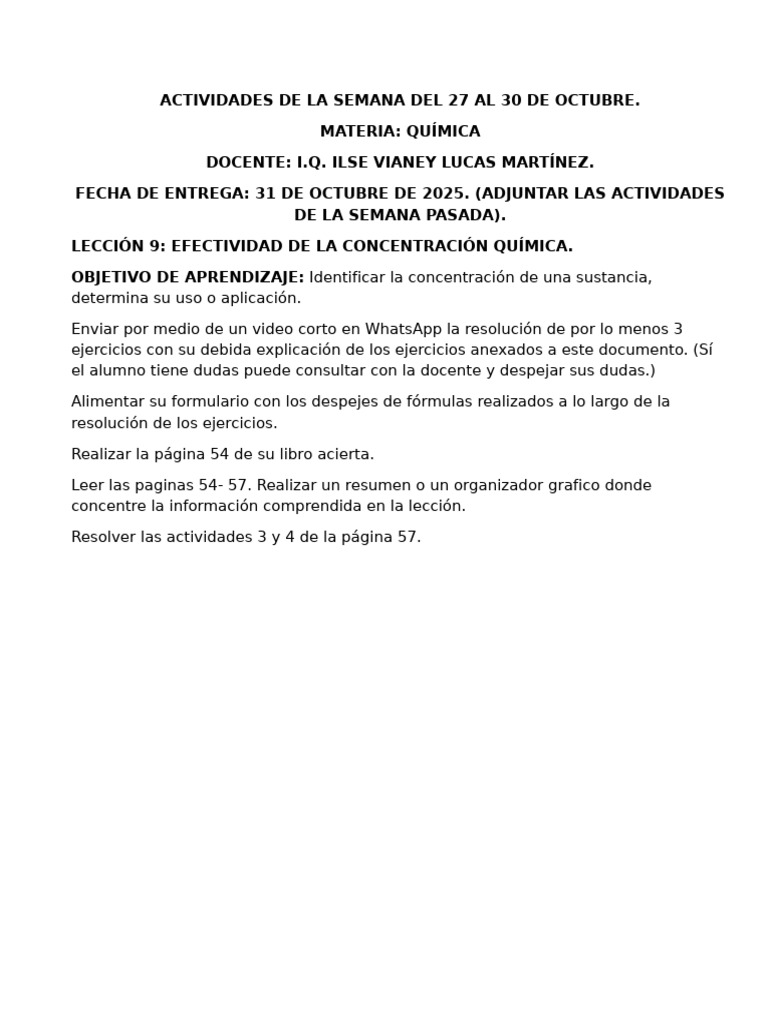 Actividades para Shirley. de La Semana Del 27 Al 30 de Octubre | PDF