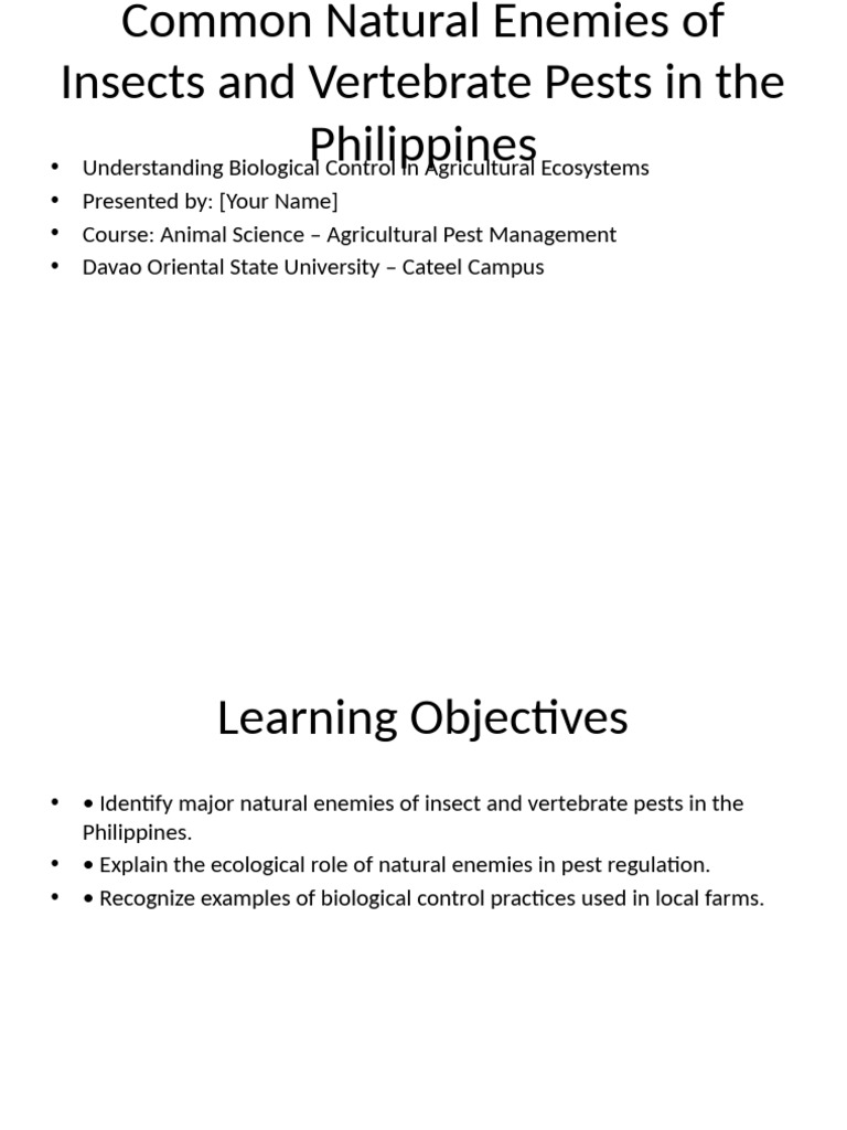 Natural Enemies in Philippine Pest Control | PDF | Biological Pest ...