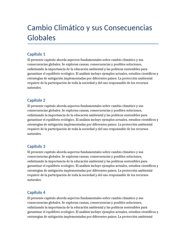 Cambio Climático y Sus Consecuencias Globales | PDF | Sustentabilidad ...