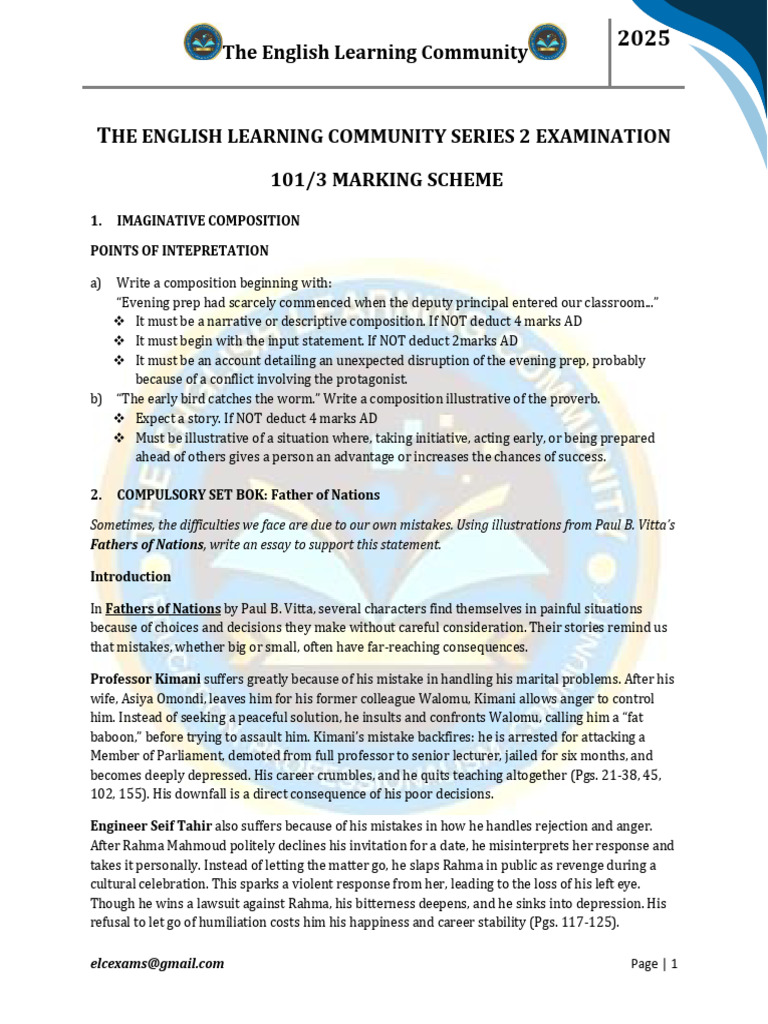 Imaginative Composition Marking Guide | PDF