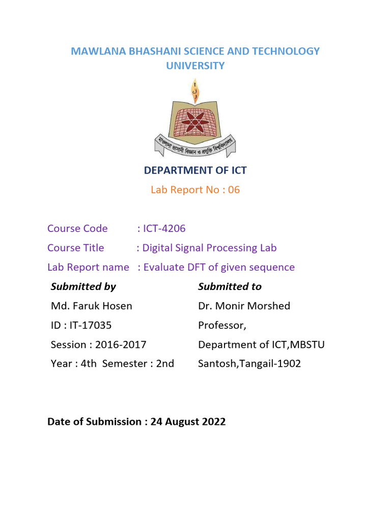 DFT Evaluation Lab Report in DSP | PDF