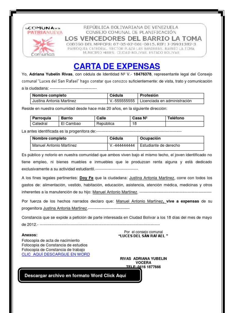 Carta de expensas