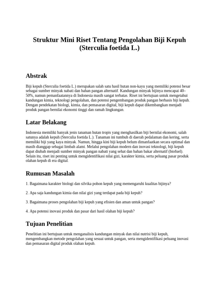 Struktur Mini Riset Tentang Biji Kepuh | PDF